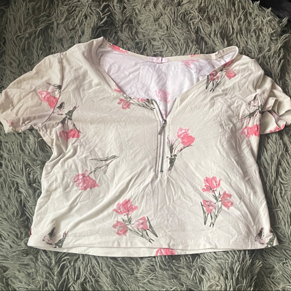 Floral Pink and light green Top